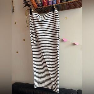 YDE Black & White Striped Asymmetrical Skirt